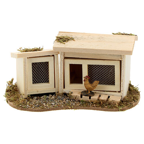 Galinheiro em miniatura com galinha para presépio com figuras de altura média 12 cm, medidas: 7x14x9 cm 1