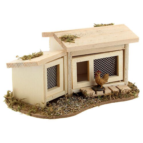 Miniature chicken coop with hen for 12 cm nativity 5x15x10 cm 3