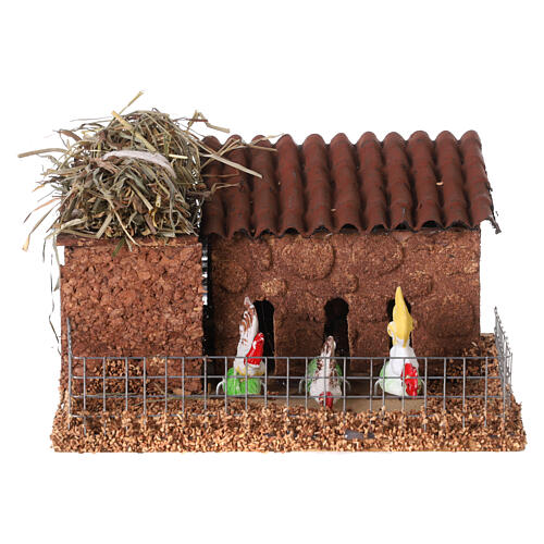 Miniature chicken coop animated hens for 10-12 cm nativity 10x15x10 cm 1
