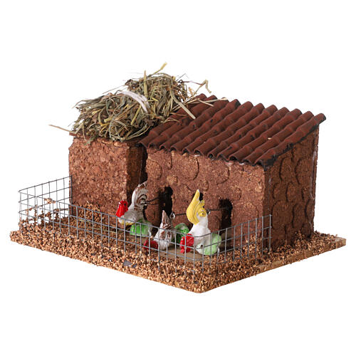 Miniature chicken coop animated hens for 10-12 cm nativity 10x15x10 cm 2