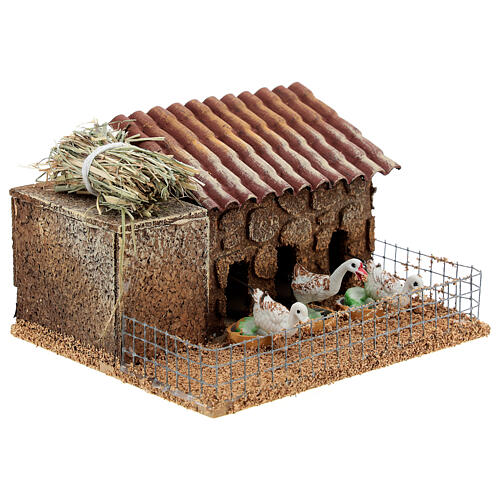 Threshing floor with ducks 10x15x10 cm for Nativity Scene with 10-12 cm characters 3