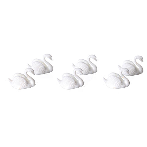 Set of 6 plastic swans for Nativity Scene of 10 cm 1