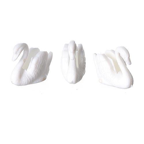 Set of 6 plastic swans for Nativity Scene of 10 cm 2