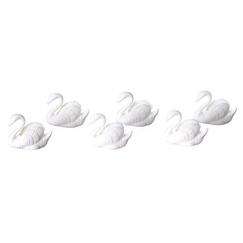 Set of 6 plastic swans for Nativity Scene of 10 cm 3