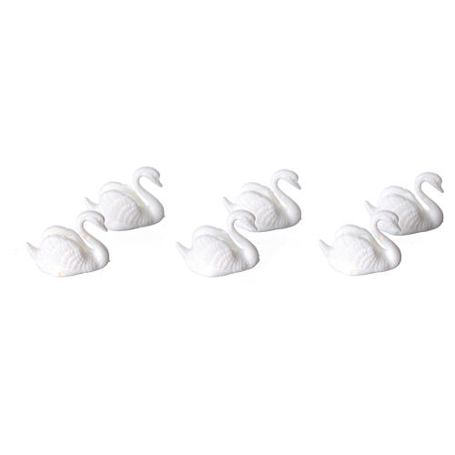 Set 6 cygnes plastique pour crèche 10 cm 1