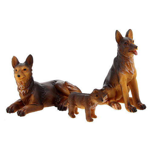 Família de cães de pastoreio miniaturas para presépio com figuras altura média 8-10 cm 1