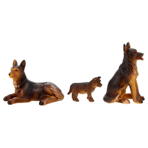 Família de cães de pastoreio miniaturas para presépio com figuras altura média 8-10 cm 2