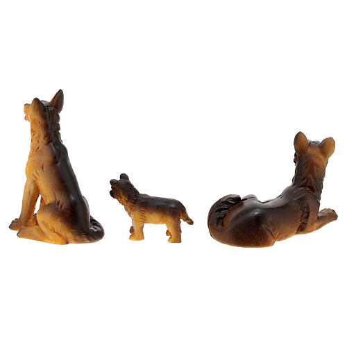 Família de cães de pastoreio miniaturas para presépio com figuras altura média 8-10 cm 3