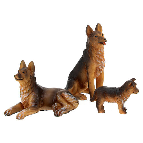 Famiglia cani pastore presepe 10-12 cm 1
