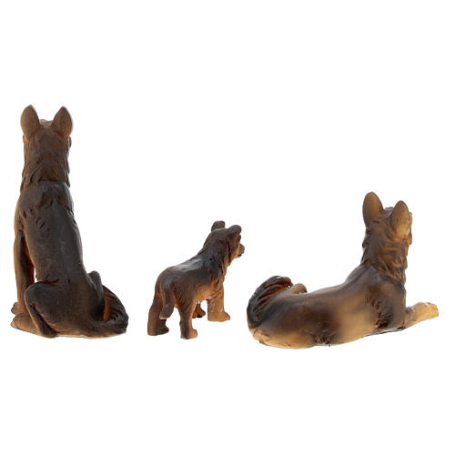 Famiglia cani pastore presepe 10-12 cm 3