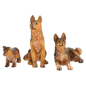 Família de cães de pastoreio miniaturas para presépio com figuras altura média 10-12 cm