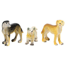 Set aus drei verschiedenen Hunden für Krippe, 8-10 cm