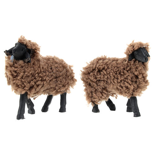Conjunto 5 ovelhas escuras resina para presépio com figuras de 12 cm 3