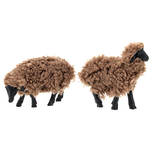 Conjunto 5 ovelhas escuras resina para presépio com figuras de 12 cm 4