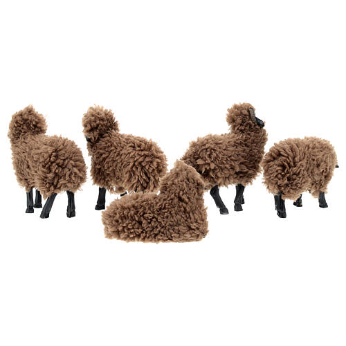 Gruppo di 5 pecore presepe 16 cm resina 5