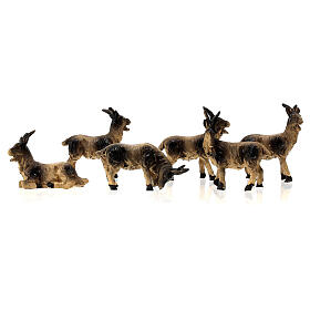 Set of 6 goats, resin, for Nativity Scene with 10-12 cm characters