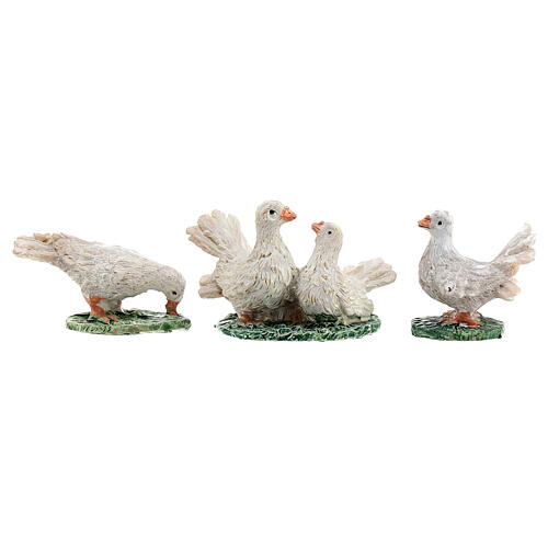 Conjunto 3 pombos para presépio com figuras de 10 cm 1