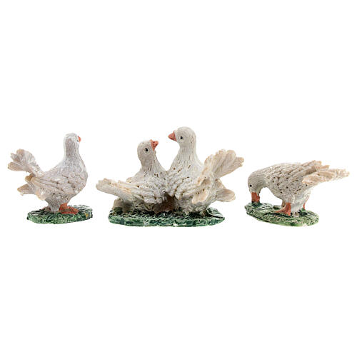 Pigeon figurine set 3 pcs for 10 cm nativity scene 6
