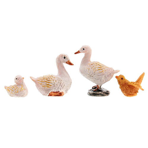 Family of 4 ducks for Nativity Scene with characters of 12 cm 1