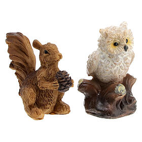 Set of animals: hares, owl, squirrel, for Nativity Scene with 10 cm characters