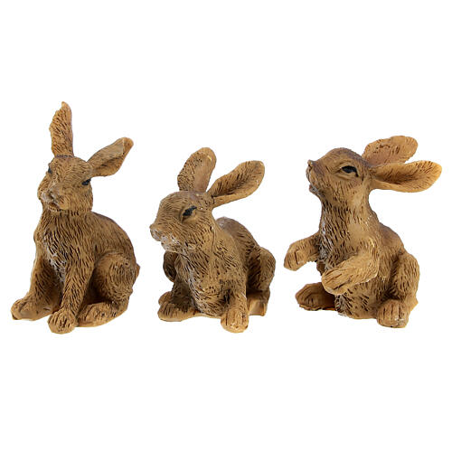 Set of animals: hares, owl, squirrel, for Nativity Scene with 10 cm characters 3