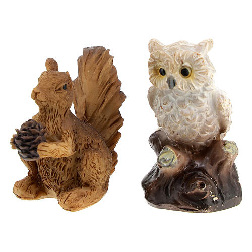 Set of animals: hares, owl, squirrel, for Nativity Scene with 10 cm characters 4