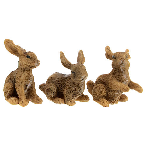 Set of animals: hares, owl, squirrel, for Nativity Scene with 10 cm characters 5