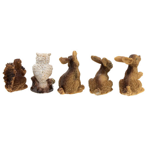 Set of animals: hares, owl, squirrel, for Nativity Scene with 10 cm characters 6