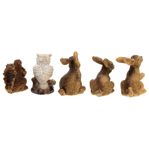 Conjunto lebres coruja e esquilo para presépio com figuras de 10 cm 6
