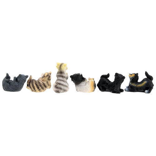 Conjunto de gatos, 6 peças, para presépio com figuras de 10 cm 8