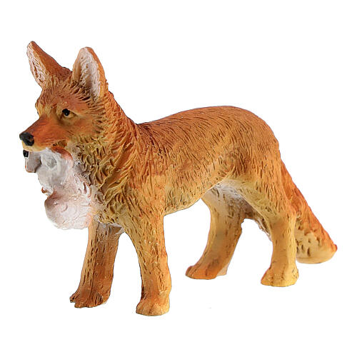 Fox with little bird in its mouth, 10 cm nativity scene
