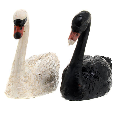 Pair of swans for resin Nativity Scene with characters of 10 cm 4