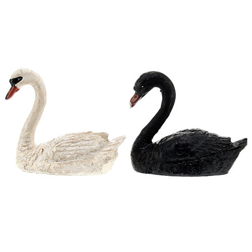 Pair of swans in resin for nativity scene 10 cm 1