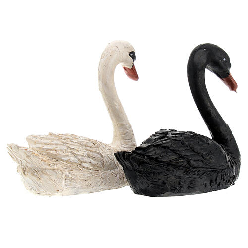Pair of swans in resin for nativity scene 10 cm 5