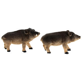 Family of wild boars h 4 cm for Nativity Scene of 10 cm characters, set of 4
