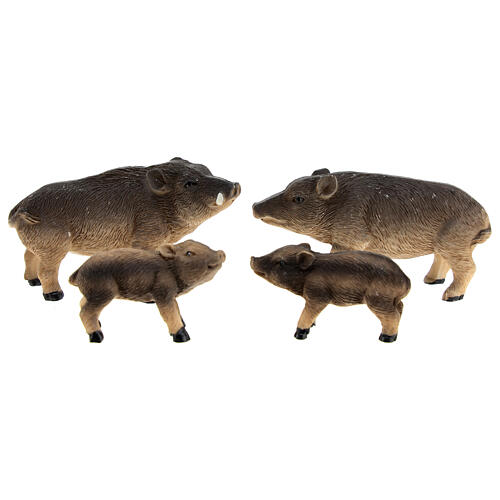 Family of wild boars h 4 cm for Nativity Scene of 10 cm characters, set of 4 1