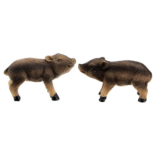 Family of wild boars h 4 cm for Nativity Scene of 10 cm characters, set of 4 3