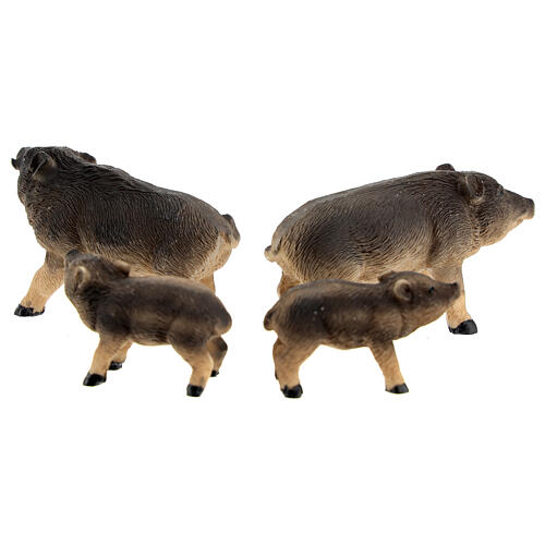 Family of wild boars h 4 cm for Nativity Scene of 10 cm characters, set of 4 6