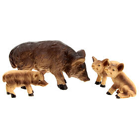 Family of wild boars h 5 cm for Nativity Scene of 10 cm characters, set of 4