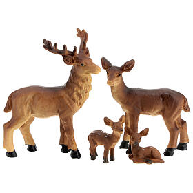 Grupa jeleni z żywicy do szopki 10 cm, 4 sztuki