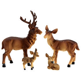 Family of deers h 12 cm for Nativity Scene of 20 cm characters, set of 4