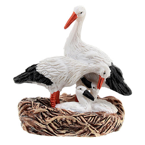 Cicogne nel nido per presepe 10 cm 1