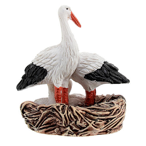 Cicogne nel nido per presepe 10 cm 4