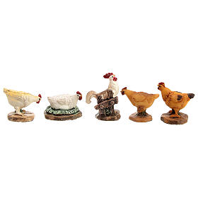 Hens for Nativity Scene with 10 cm characters, set of 5