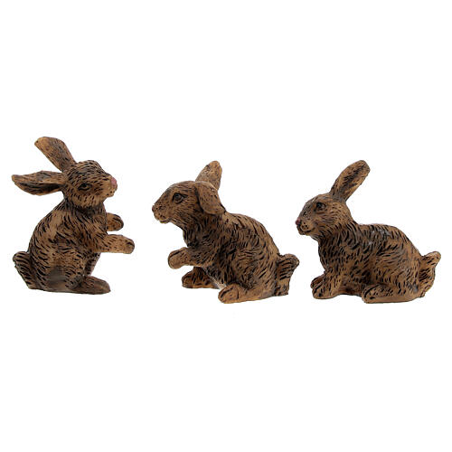 Conigli 3pz presepe 10 cm 1