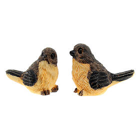 Dois pássaros em miniatura resina 1 cm para presépio com figuras altura média 10 cm