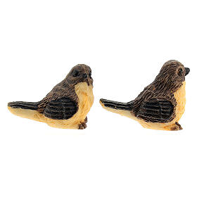 Dois pássaros em miniatura resina 1 cm para presépio com figuras altura média 10 cm