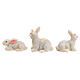 Set lapins blancs résine 3 pcs crèche 10 cm s3