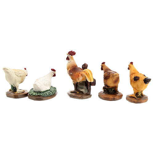 Conjunto aves de capoeira 5 peças 5 cm para presépio com figuras altura média 12 cm 8