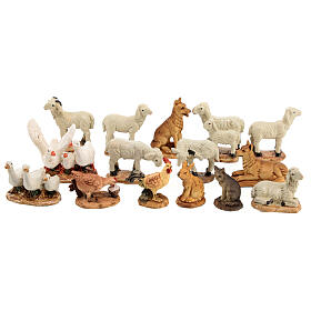 Farm animals set in resin 4 cm, 10 cm nativity scene